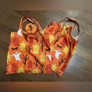 Halloween Ghost & Tombstone Reusable Tote Bag Set - Orange